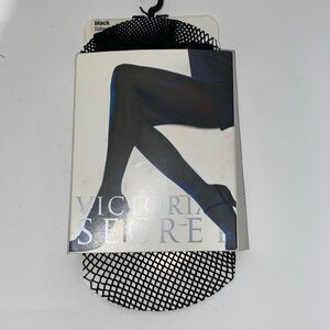 Victoria's Secret Women's Black Fishnet Pantyhose Stocking Tights One Size NWOT